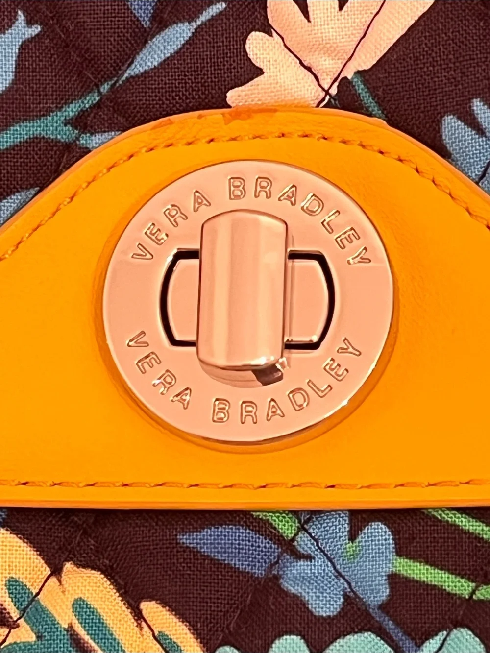 NWT Vera Bradley Midnight Blues Patricia Crossbody Purse Floral Yellow Turn Lock